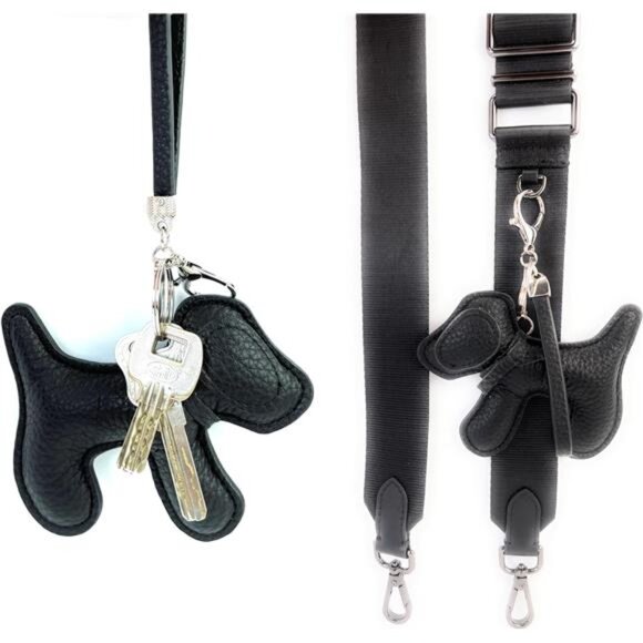 Dog Keychains Leather Craft Soft and Adorable Puppy Bag Charm Purse Accessory - Picture 5 of 16